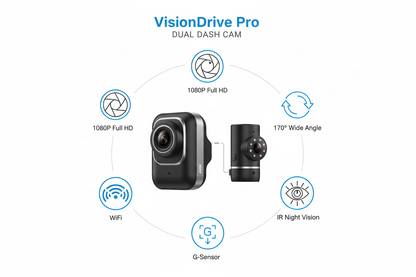 VisionDrive Pro – Dual Dash Cam 1080P WiFi