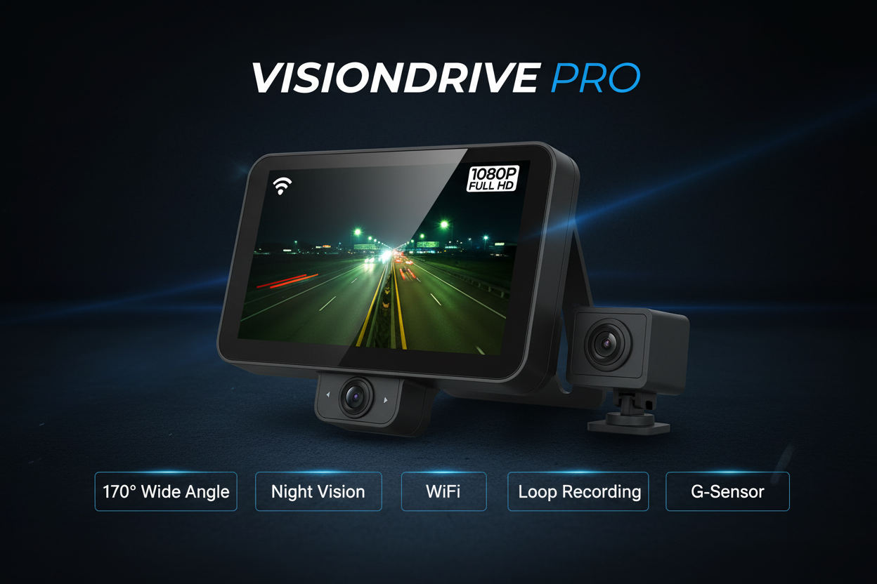 VisionDrive Pro – Dual Dash Cam 1080P WiFi